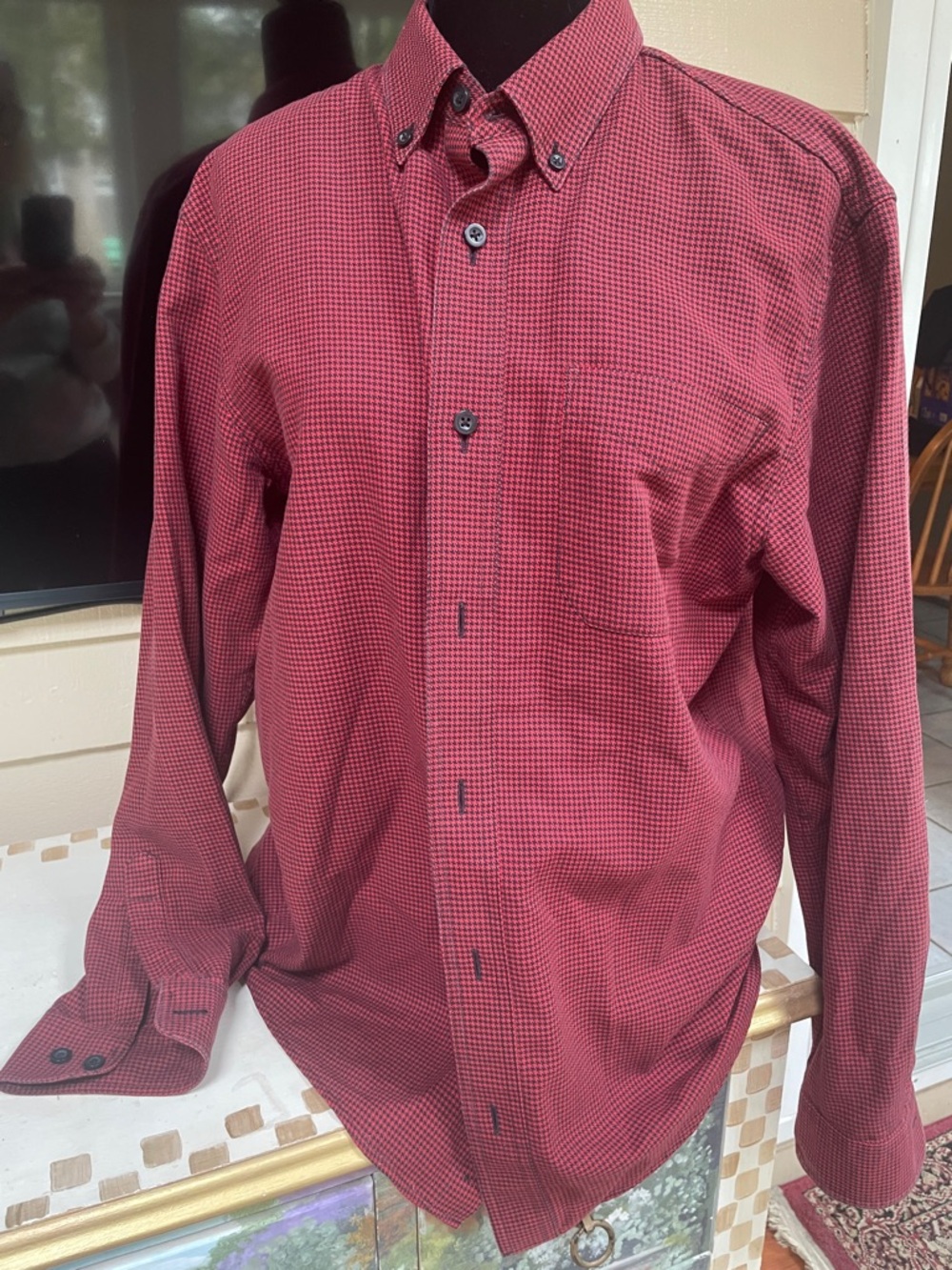 L.L. Bean Red & Black Button-Down